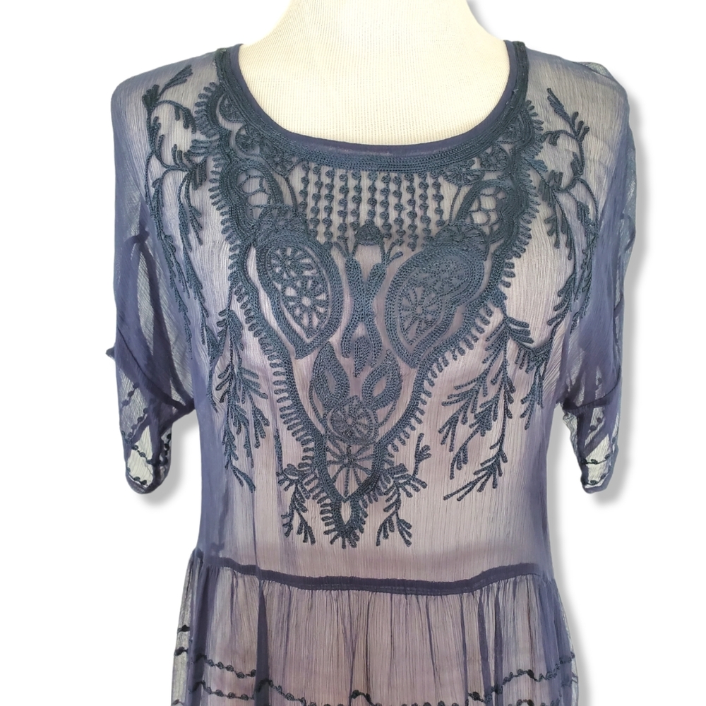 Chan Luu Viscose Sheer Embroidered Dress - Picture 2 of 11